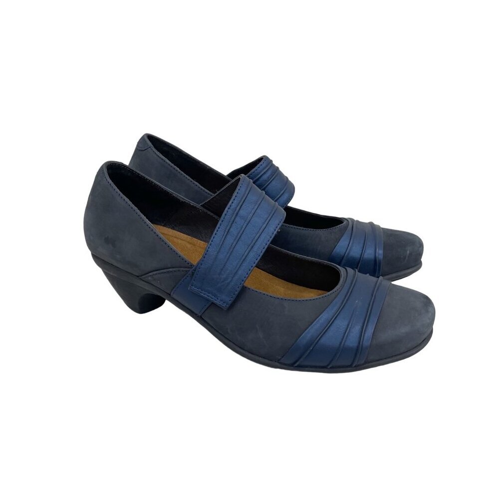 NAOT Attitude Mary Jane Ink Navy Leather Comfort Heeled Shoes Womens sz 41 US 10